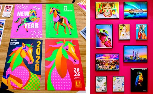 revoria press(tm) pc2120 用cmyk 绿色和霓虹粉色墨粉效果